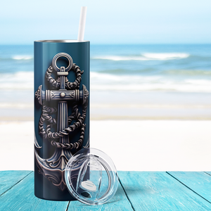 Anchor on Blue 20oz Skinny Tumbler