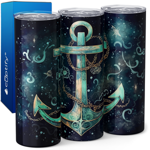 Anchor Teal Painting 20oz Skinny Tumbler