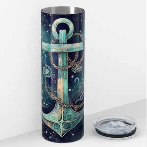 Anchor Teal Painting 20oz Skinny Tumbler