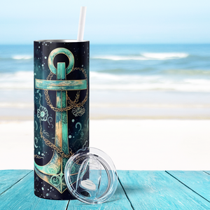 Anchor Teal Painting 20oz Skinny Tumbler