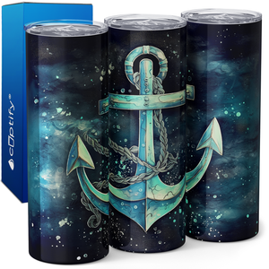 Anchor and Rope on Sea Painting 20oz Skinny Tumbler