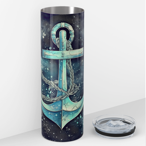 Anchor and Rope on Sea Painting 20oz Skinny Tumbler