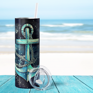 Anchor and Rope on Sea Painting 20oz Skinny Tumbler