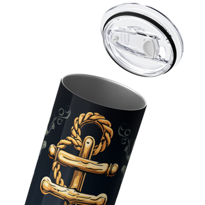 Gold Achor and Rope with Flowers 20oz Skinny Tumbler