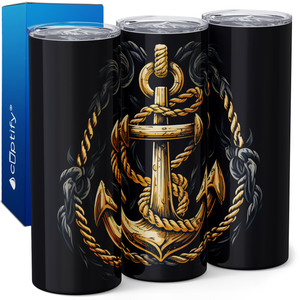 Gold Anchor and Rope 20oz Skinny Tumbler