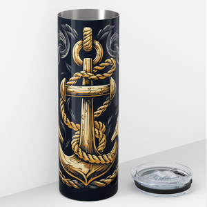 Gold Anchor and Rope 20oz Skinny Tumbler