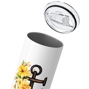 Anchor and Yellow Flowers 20oz Skinny Tumbler