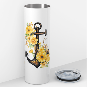 Anchor and Yellow Flowers 20oz Skinny Tumbler