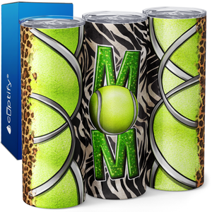 Tennis Mom Leopard Zebra Print 20oz Skinny Tumbler