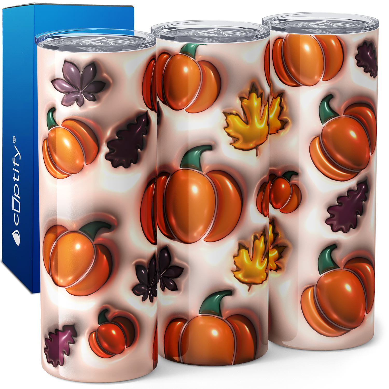 Pumpkins and Leaves Inflated Balloon 20oz Skinny Tumbler
