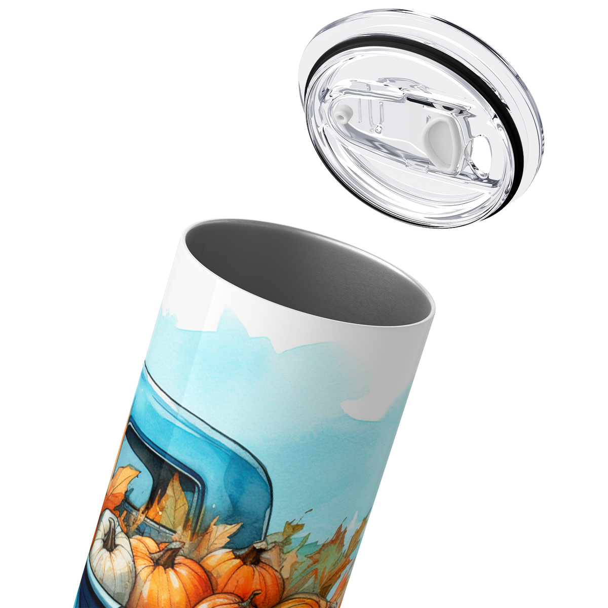 Pumpkins on Blue Truck 20oz Skinny Tumbler