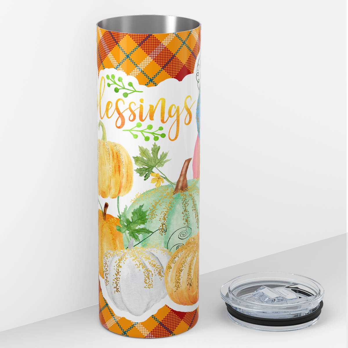 Blessings Colorful Pumpkins 20oz Skinny Tumbler