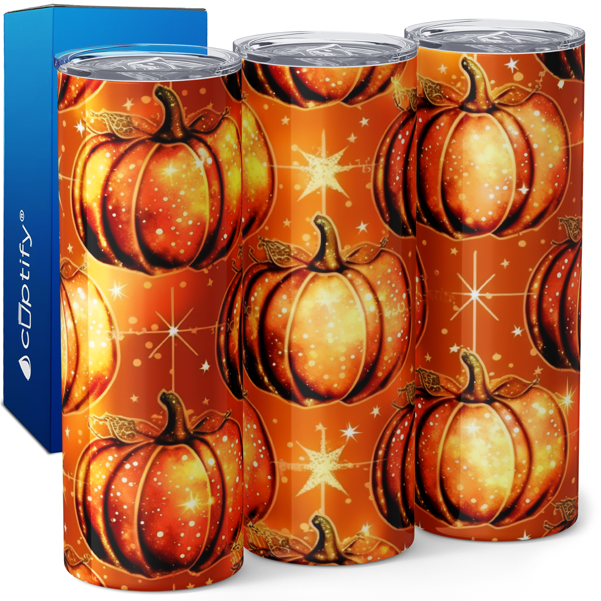 Orange Pumpkins and Glitter 20oz Skinny Tumbler