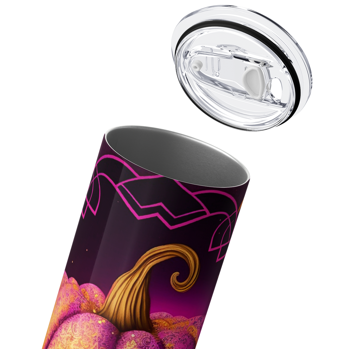 Orange and Purple Pumpkin and Flowers 20oz Skinny Tumbler