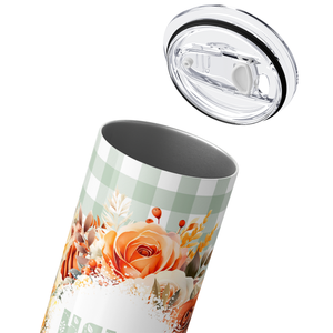 Hello Fall Flower Wreath Pale Green 20oz Skinny Tumbler