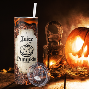 Pumpkin Juice Orange Glitter 20oz Skinny Tumbler