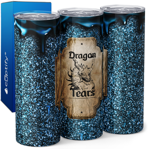 Dragon Tears Potion Blue Glitter 20oz Skinny Tumbler