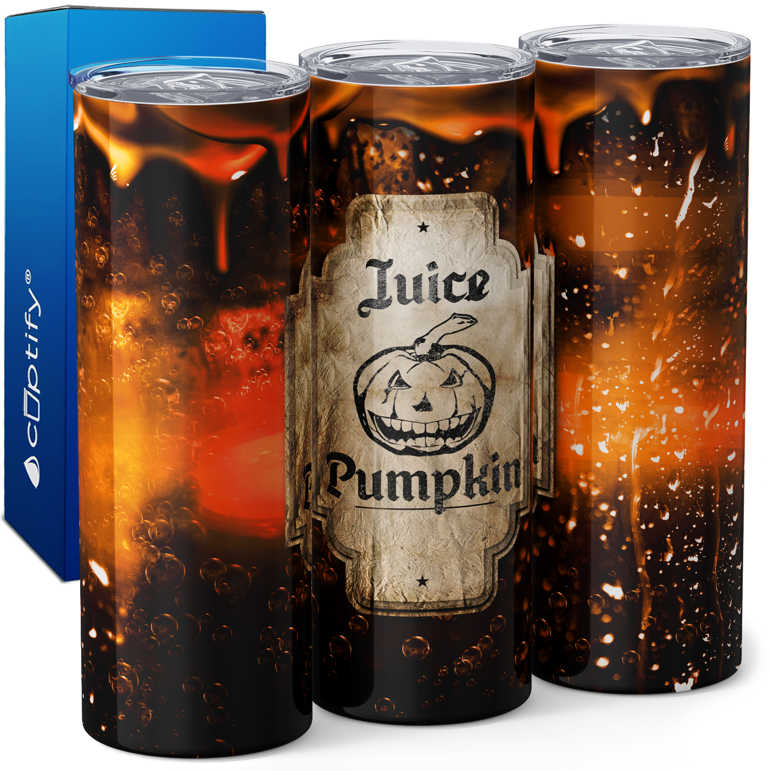 Pumpkin Juice Orange with Bubbles 20oz Skinny Tumbler