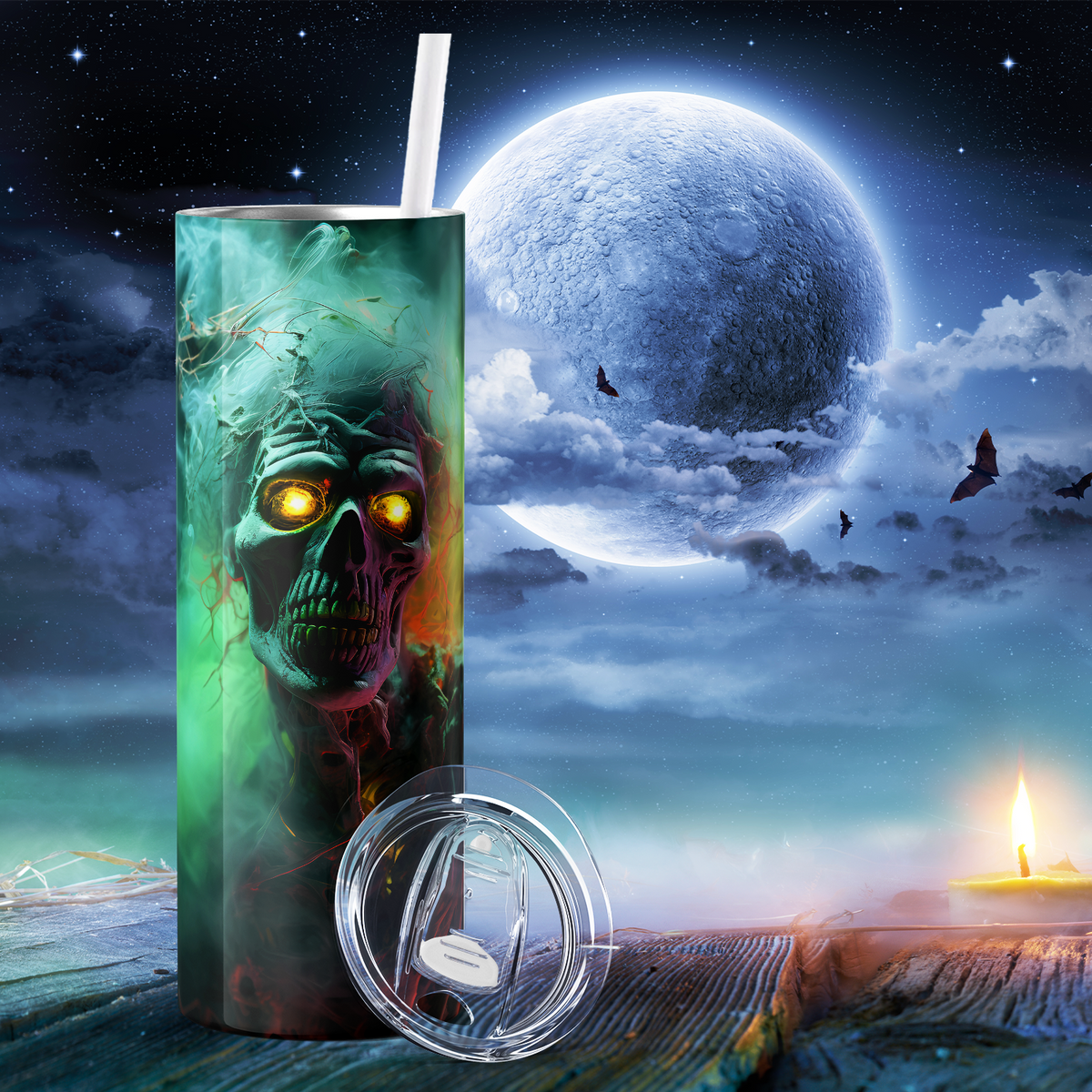 Smoking Zombie 20oz Skinny Tumbler