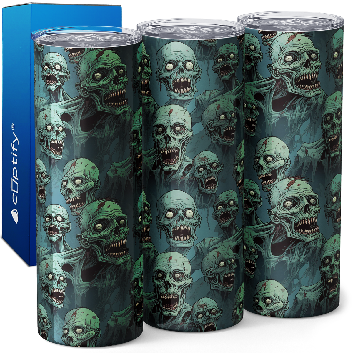 Zombie Horde Blue 20oz Skinny Tumbler