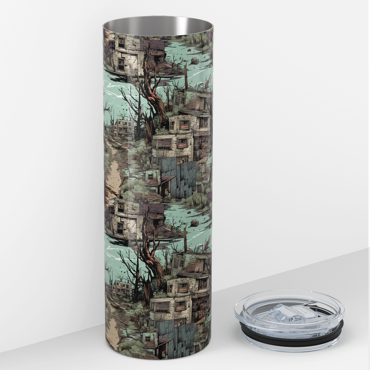 Zombie Torn Houses 20oz Skinny Tumbler