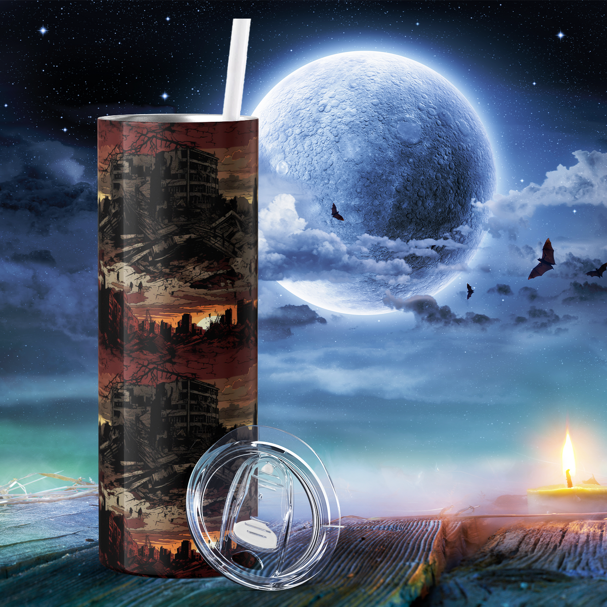 Zombie Torn City 20oz Skinny Tumbler