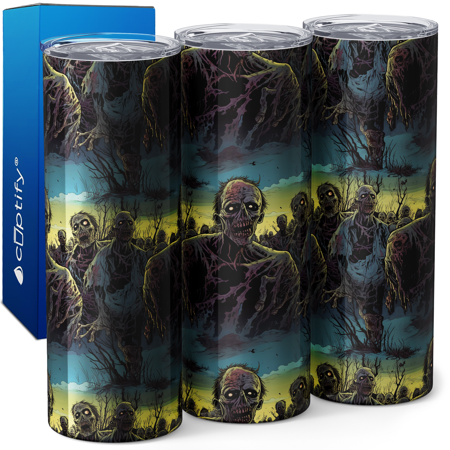 Zombies Blue and Yellow 20oz Skinny Tumbler
