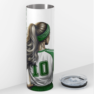 Personalized Just a Girl Who Loves Soccer Green 20oz Skinny Tumbler