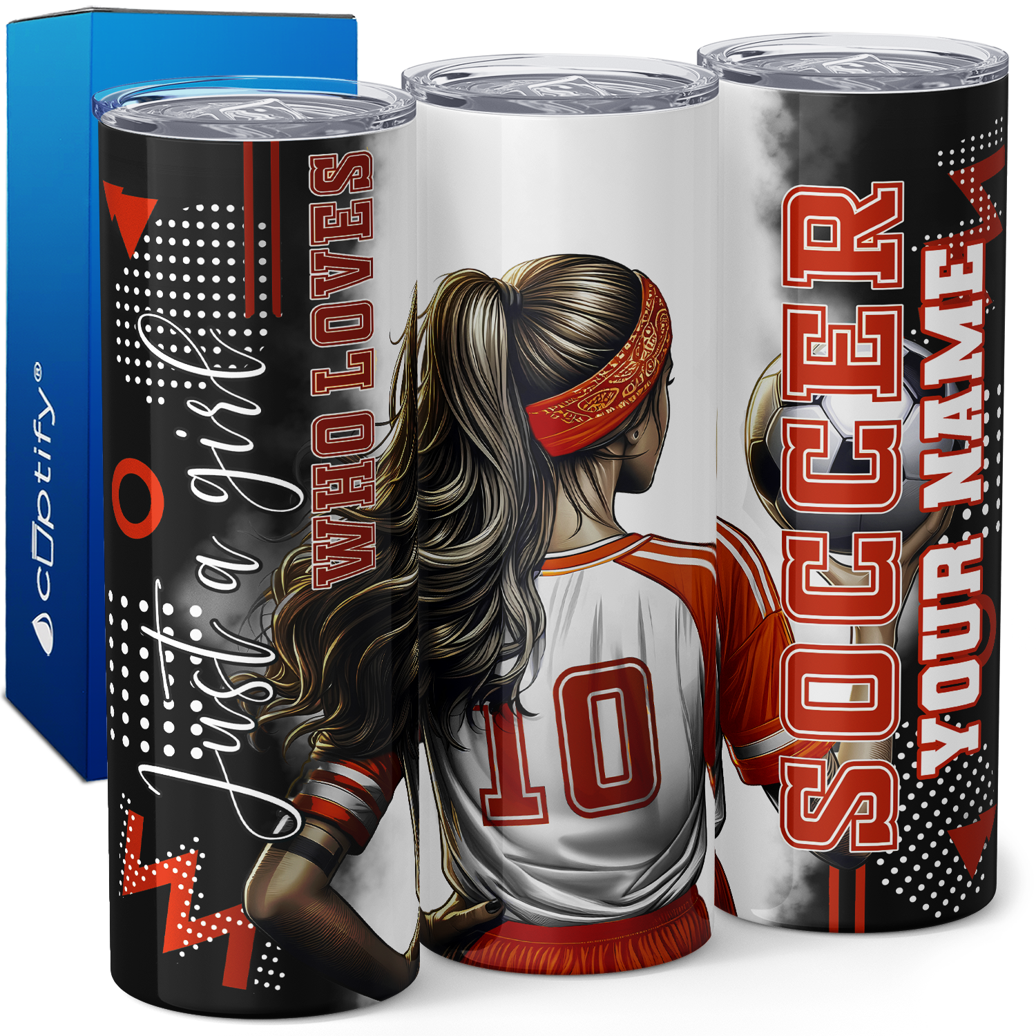 Personalized Just a Girl Who Loves Soccer Orange 20oz Skinny Tumbler