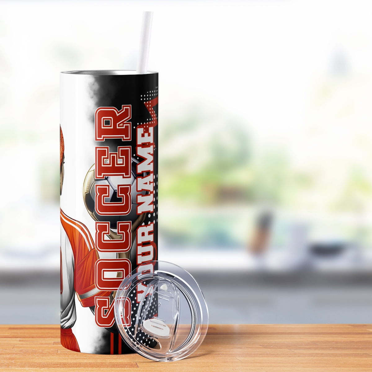 Personalized Just a Girl Who Loves Soccer Orange 20oz Skinny Tumbler