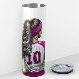 Personalized Just a Girl Who Loves Soccer Pink 20oz Skinny Tumbler