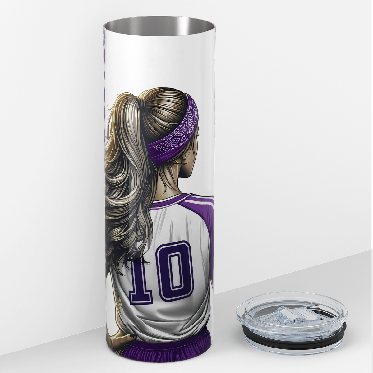 Personalized Just a Girl Who Loves Soccer Purple 20oz Skinny Tumbler