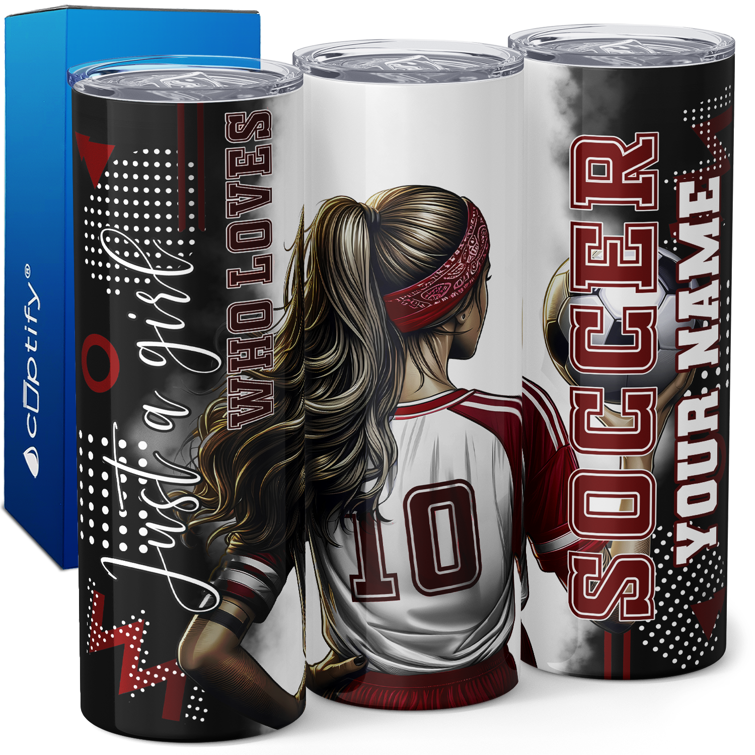 Personalized Just a Girl Who Loves Soccer Red 20oz Skinny Tumbler