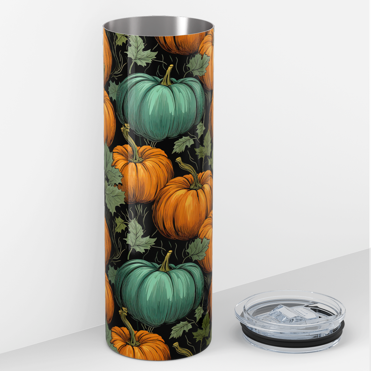Pumpkins Teal and Orange 20oz Skinny Tumbler