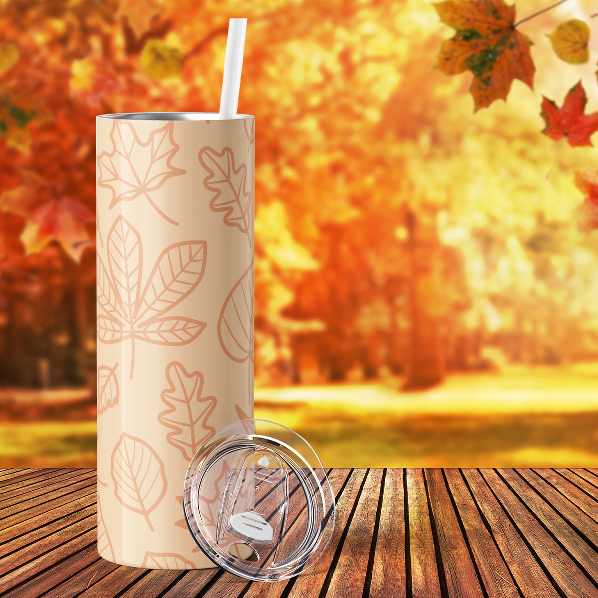 Fall Leaves Blush 20oz Skinny Tumbler