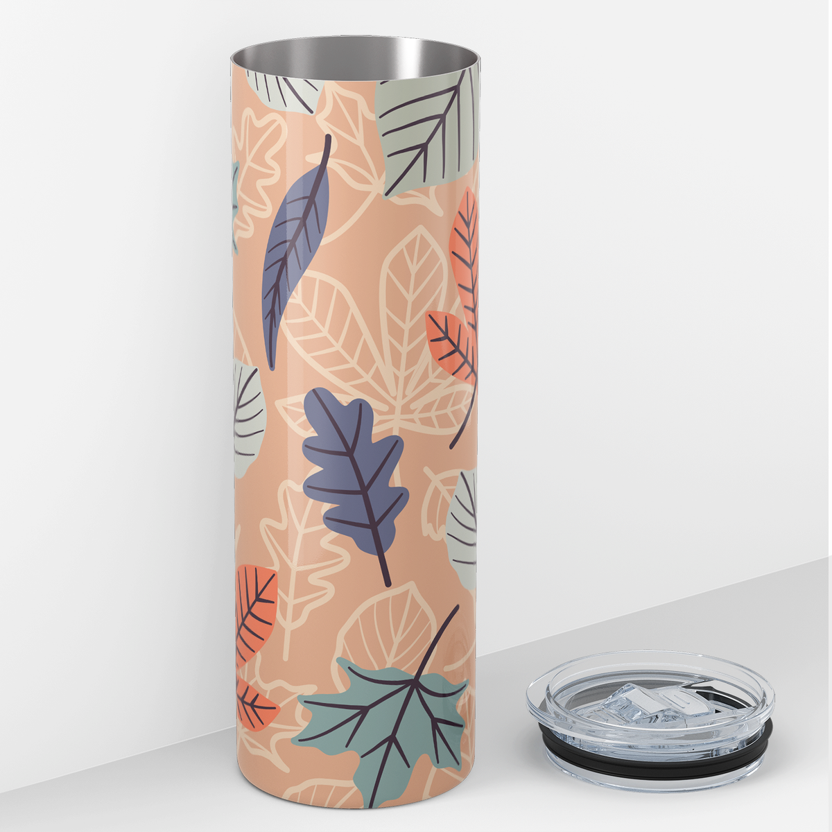 Pastel Fall Leaves Orange 20oz Skinny Tumbler