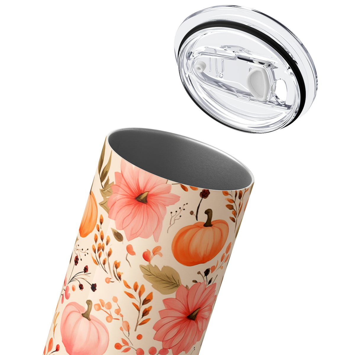 Pink Pumpkins and Leaves 20oz Skinny Tumbler