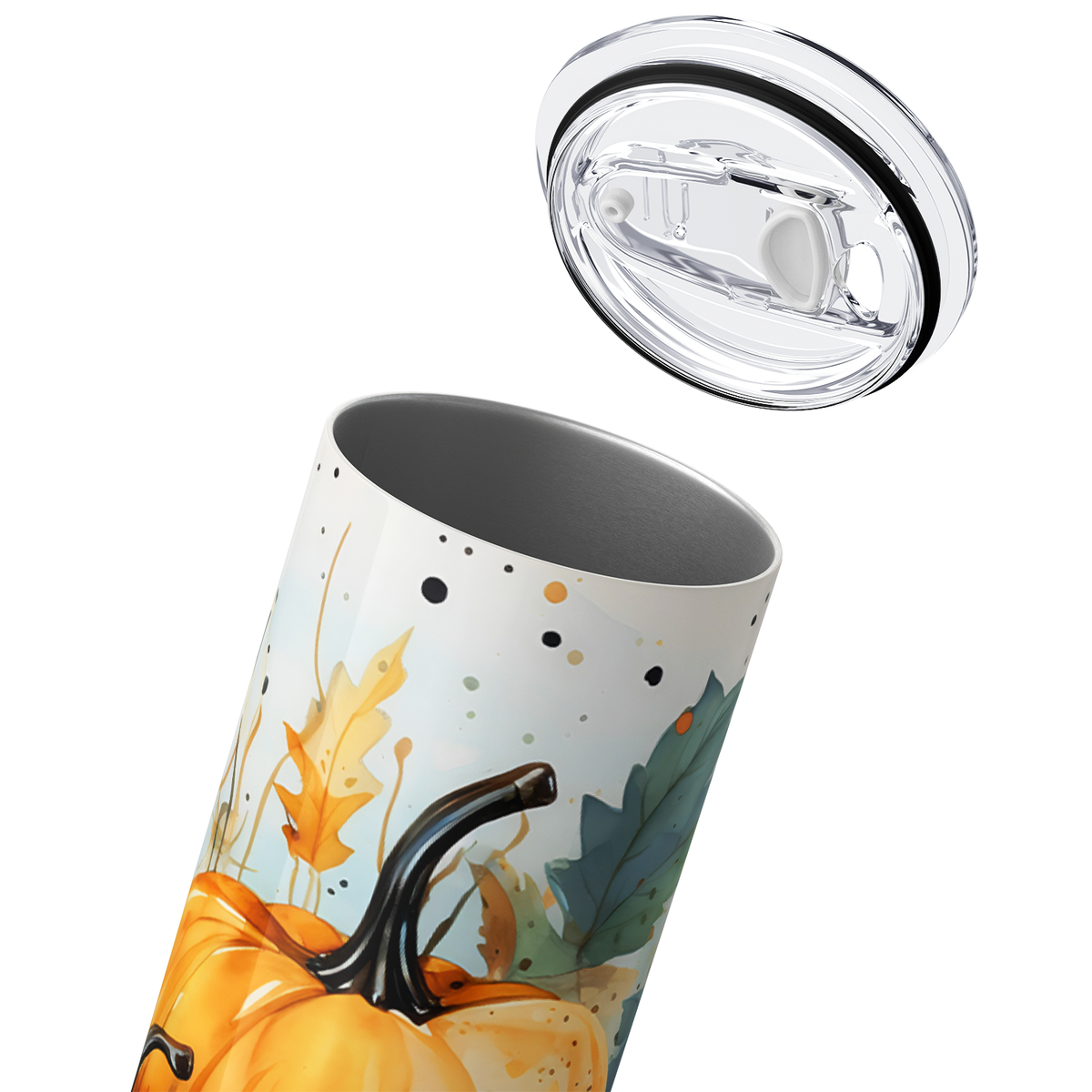 Pumpkins and Leaves Orange and Blue 20oz Skinny Tumbler