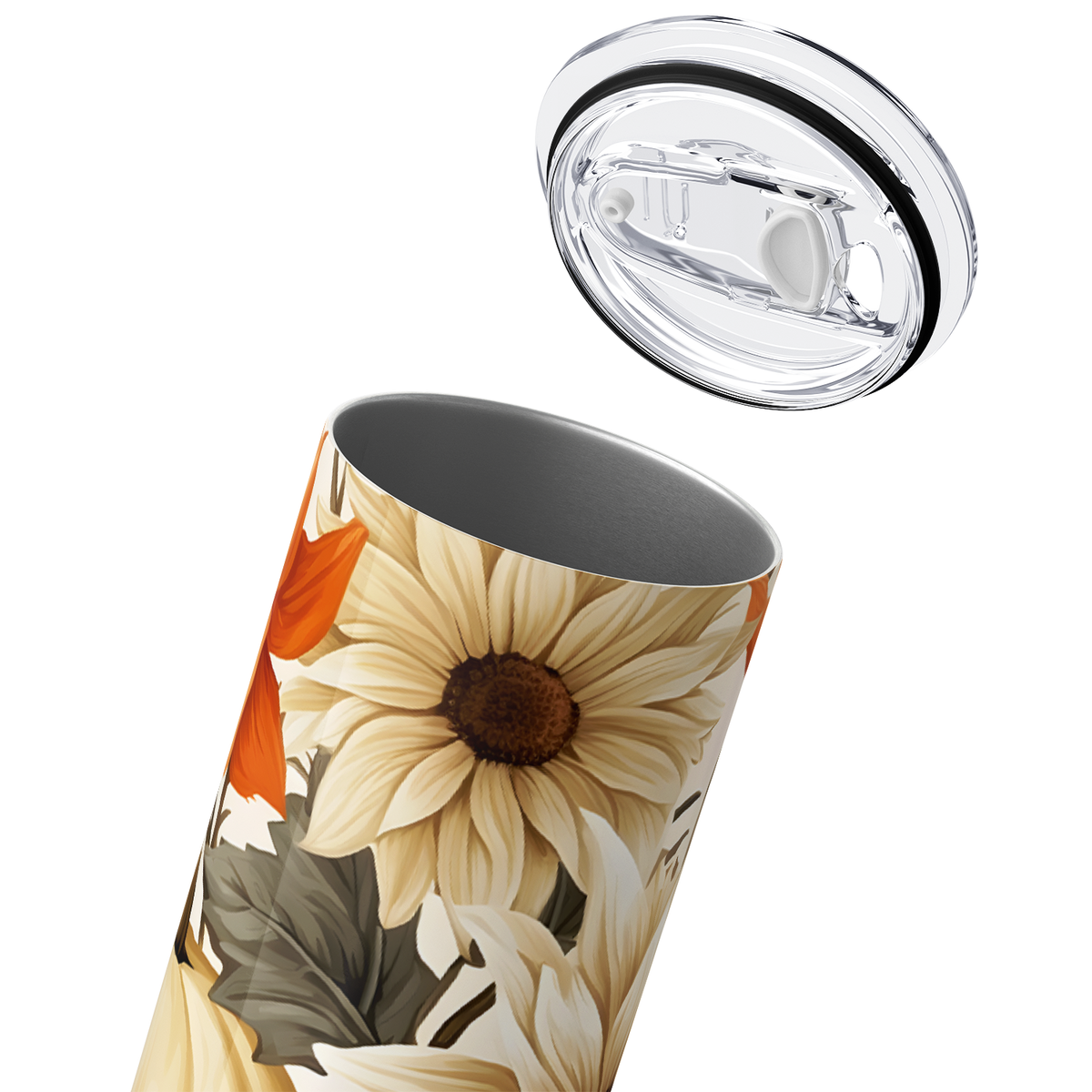 Pumpkins and White Flowers 20oz Skinny Tumbler