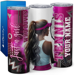 Personalized Just a Girl Who Loves Tennis 20oz Skinny Tumbler