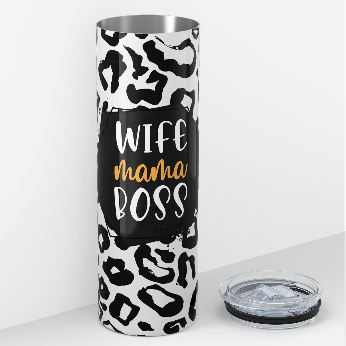 Wife Mama Boss Leopard Print 20oz Skinny Tumbler