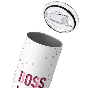 Boss Mom Wife Pink Glitter Leopard Print 20oz Skinny Tumbler