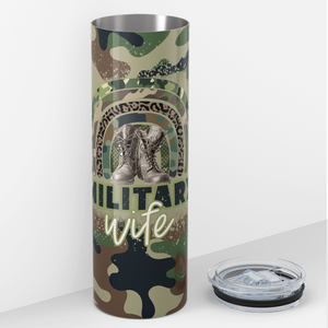 Military Wife Camo Rainbow and Boots 20oz Skinny Tumbler