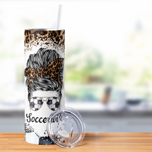 Soccer Wife Messy Bun 20oz Skinny Tumbler