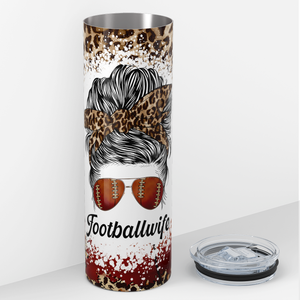 Football Wife Messy Bun 20oz Skinny Tumbler