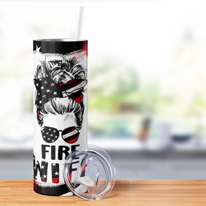 Fire Wife Messy Bun 20oz Skinny Tumbler