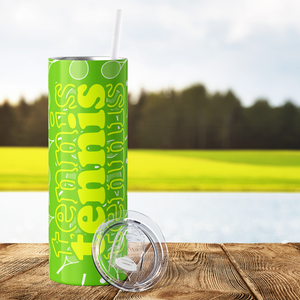 Tennis on Green Rackets and Balls 20oz Skinny Tumbler