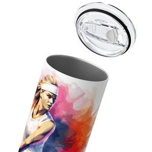 Personalized Tennis Girl Watercolor 20oz Skinny Tumbler