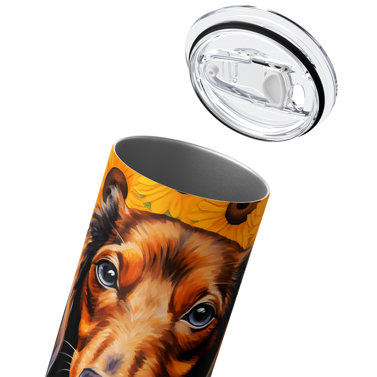 Dachshund Sunflower Field 20oz Skinny Tumbler