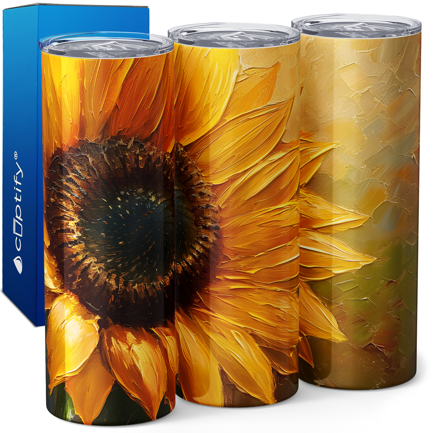 Sunflower Oil Painting 20oz Skinny Tumbler